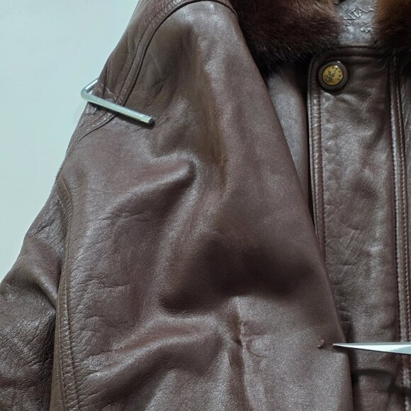 Santa Barbara Polo Racquet Club Leather Jacket Men 50 Brown LS Equestrian Vtg - Picture 13 of 16